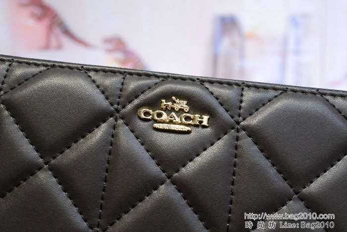 COACH蔻馳 53637 原單 菱格 女士拉鏈長錢包  Chz1374